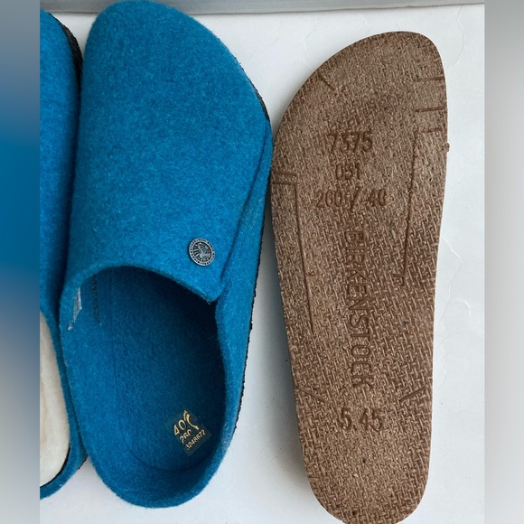 Birkenstock slip on clogs blue clogs faux shearling footbed Birks blue clogs 9 - Picture 9 of 14